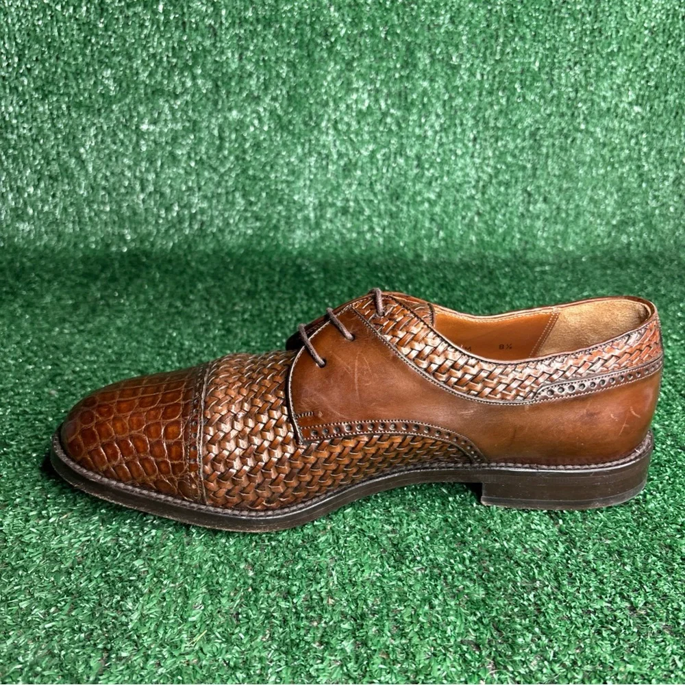 Garys International‎ Woven Leather Genuine Crocodile Shoes Sz 8.5 Made in Spain
